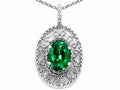 Tommaso Design Oval 9x7mm Simulated Emerald Pendant Necklace