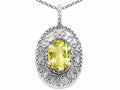 Tommaso Design Oval 9x7mm Genuine Lemon Quartz Pendant Necklace