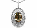 Tommaso Design Oval 9x7mm Genuine Smoky Quartz Pendant Necklace