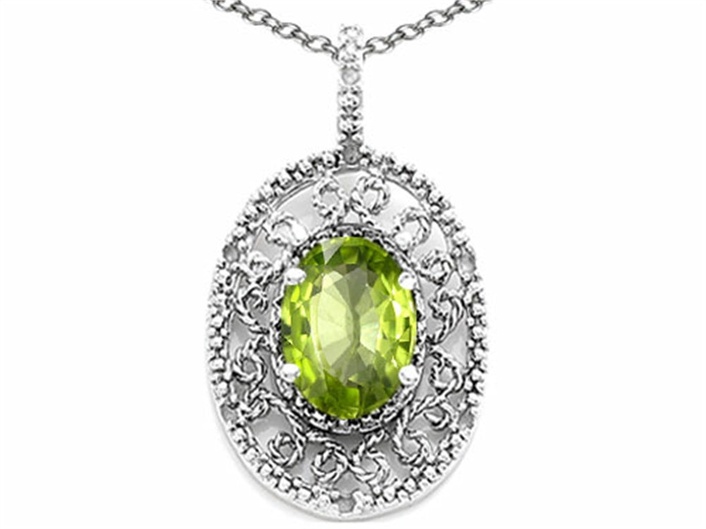 Tommaso Design Oval 9x7mm Genuine Peridot Pendant Necklace