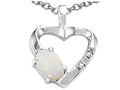 Tommaso Design Oval 6x4 mm Genuine Opal Heart Pendant Necklace
