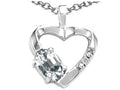 Tommaso Design Oval 6x4 mm Genuine White Topaz Heart Pendant Necklace