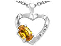 Tommaso Design Oval 6x4 mm Genuine Citrine Heart Pendant Necklace