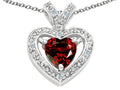 Tommaso Design Heart Shape 6 mm Genuine Garnet Pendant Necklace