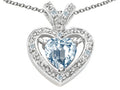 Tommaso Design Heart Shape 6 mm Genuine Aquamarine Pendant Necklace