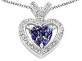 Tommaso Design Heart Shape 6 mm Simulated Alexandrite Pendant Necklace