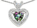 Tommaso Design Heart Shape 6 mm Mystic Rainbow Topaz Pendant Necklace