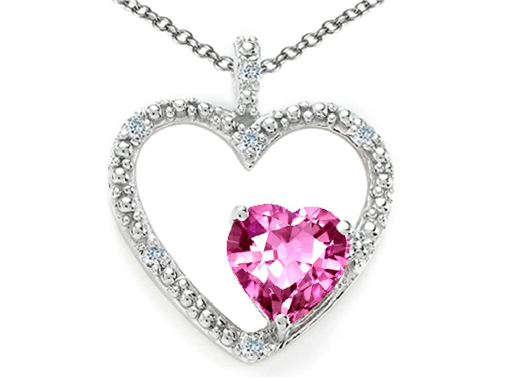 Tommaso Design™ Heart Shape 6 mm Created Pink Sapphire Pendant Necklace