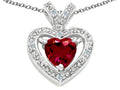 Tommaso Design Heart Shape 6mm Created Ruby Pendant Necklace