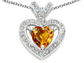 Tommaso Design Heart Shape 6 mm Genuine Citrine Pendant Necklace