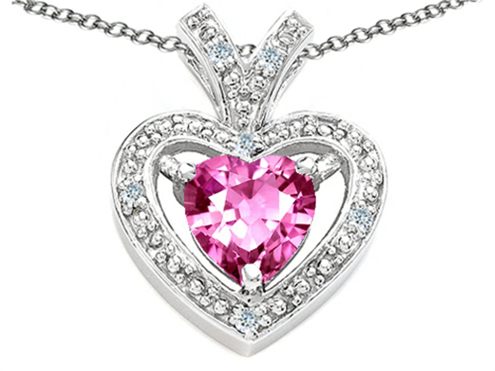 Tommaso Design™ Heart Shape 6 mm Created Pink Sapphire Pendant Necklace