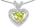 Tommaso Design Heart Shape 6 mm Genuine Lemon Quartz Pendant Necklace