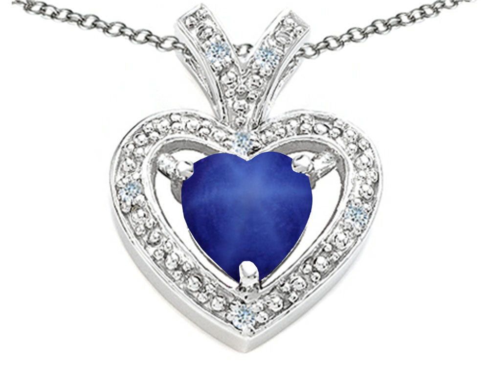 Tommaso Design Heart Shape 6 mm Created Star sapphire Pendant Necklace