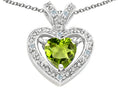 Tommaso Design Heart Shape 6 mm Genuine Peridot Pendant Necklace