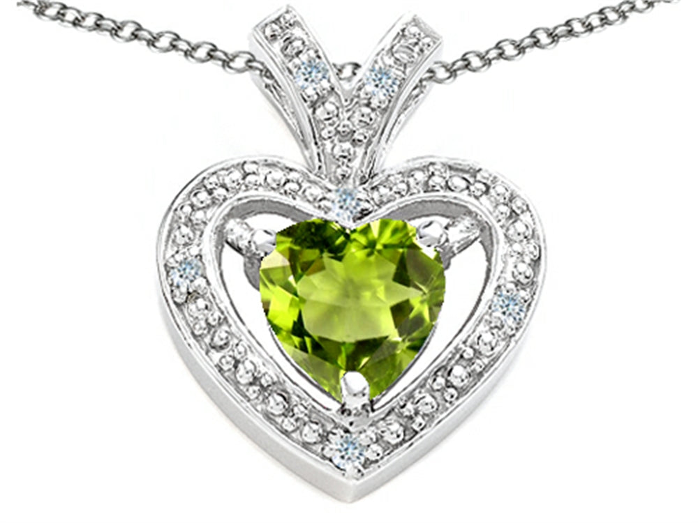 Tommaso Design Heart Shape 6 mm Genuine Peridot Pendant Necklace