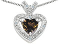 Tommaso Design Heart Shape 6 mm Genuine Smoky Quartz Pendant Necklace
