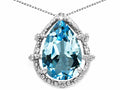 Tommaso Design Pear Shape 11x8mm Genuine Blue Topaz Pendant Necklace