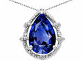 Tommaso Design Pear Shape 11x8mm Created Blue Sapphire Pendant Necklace