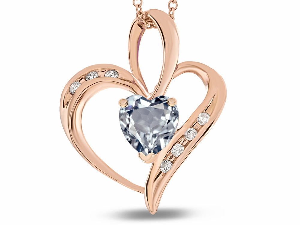 Star K™ Heart Shape 6mm Genuine Aquamarine Pendant Necklace
