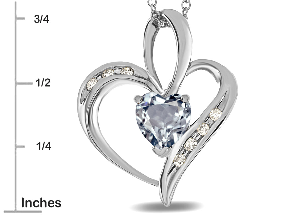Star K™ Heart Shape 6mm Genuine Aquamarine Pendant Necklace