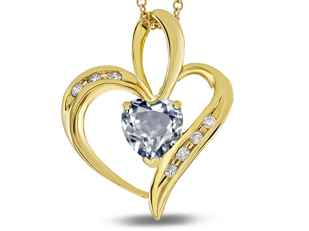 Star K™ Heart Shape 6mm Genuine Aquamarine Pendant Necklace