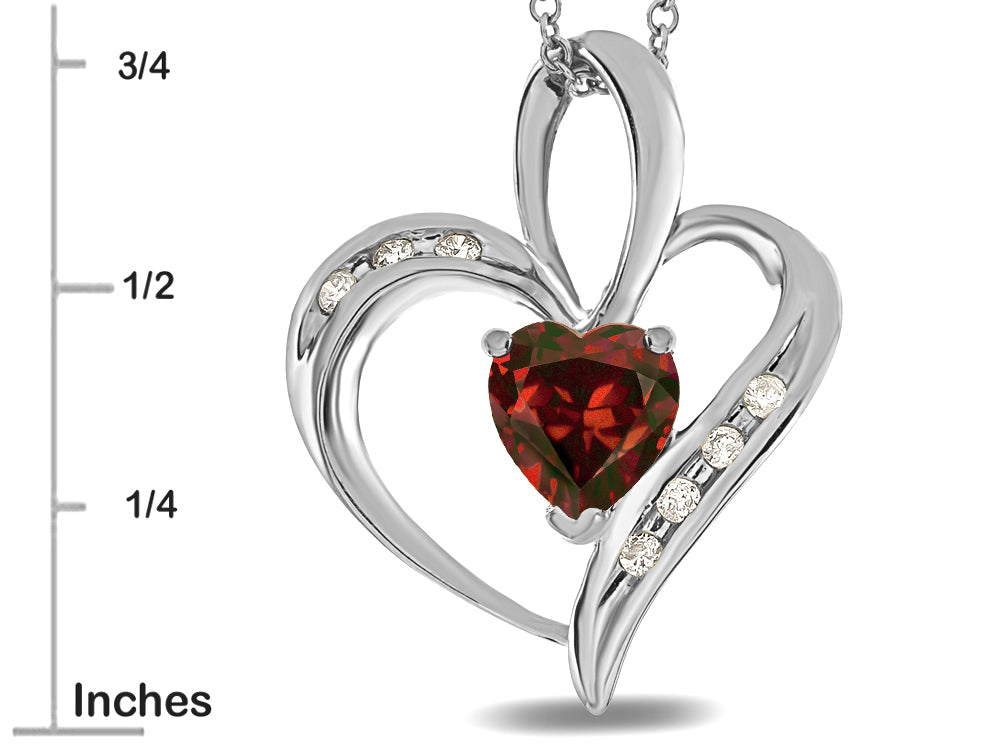 Star K Heart Shape 6mm Genuine Garnet Pendant Necklace