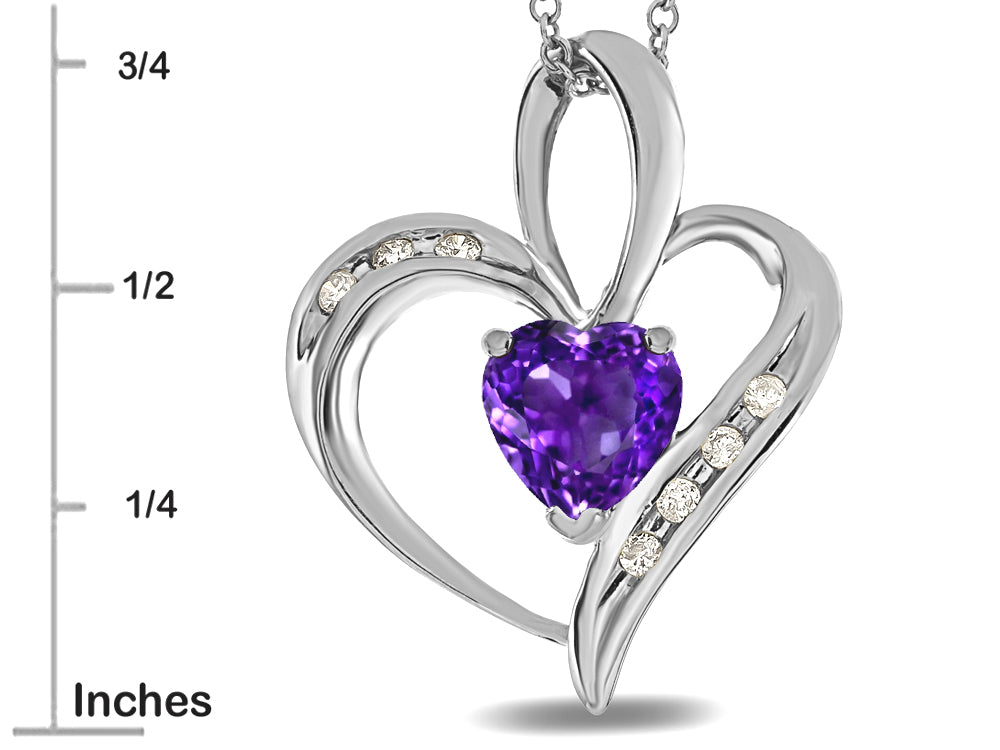 Star K Heart Shape 6 mm Genuine Amethyst Pendant Necklace