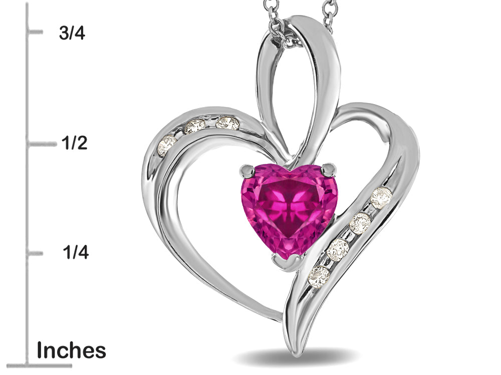 Star K Heart Shape 6mm Simulated Pink Tourmaline Pendant Necklace