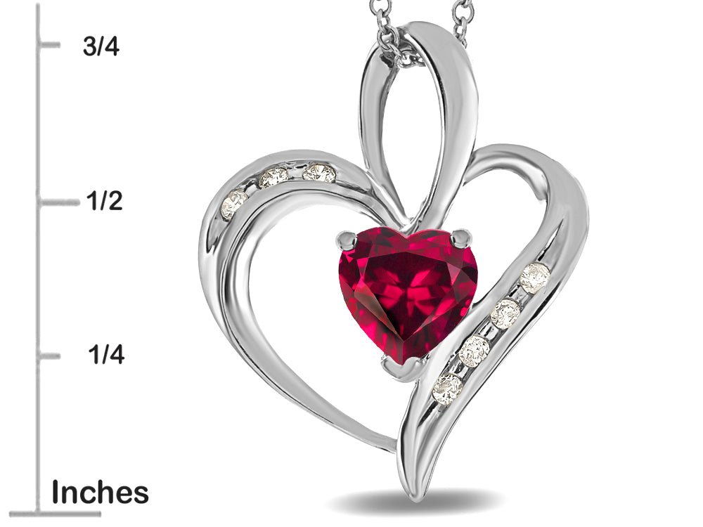 Star K Heart Shape 6mm Created Ruby Pendant Necklace