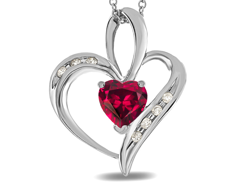Star K Heart Shape 6mm Created Ruby Pendant Necklace