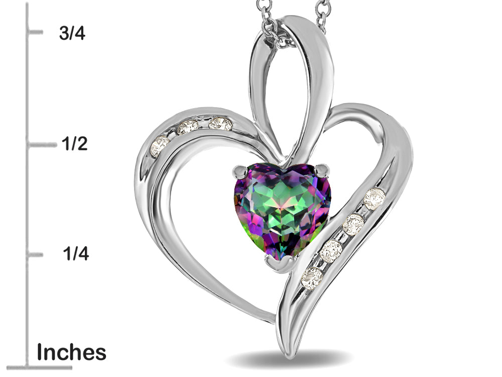 Star K Heart Shape 6mm Mystic Rainbow Topaz Pendant Necklace