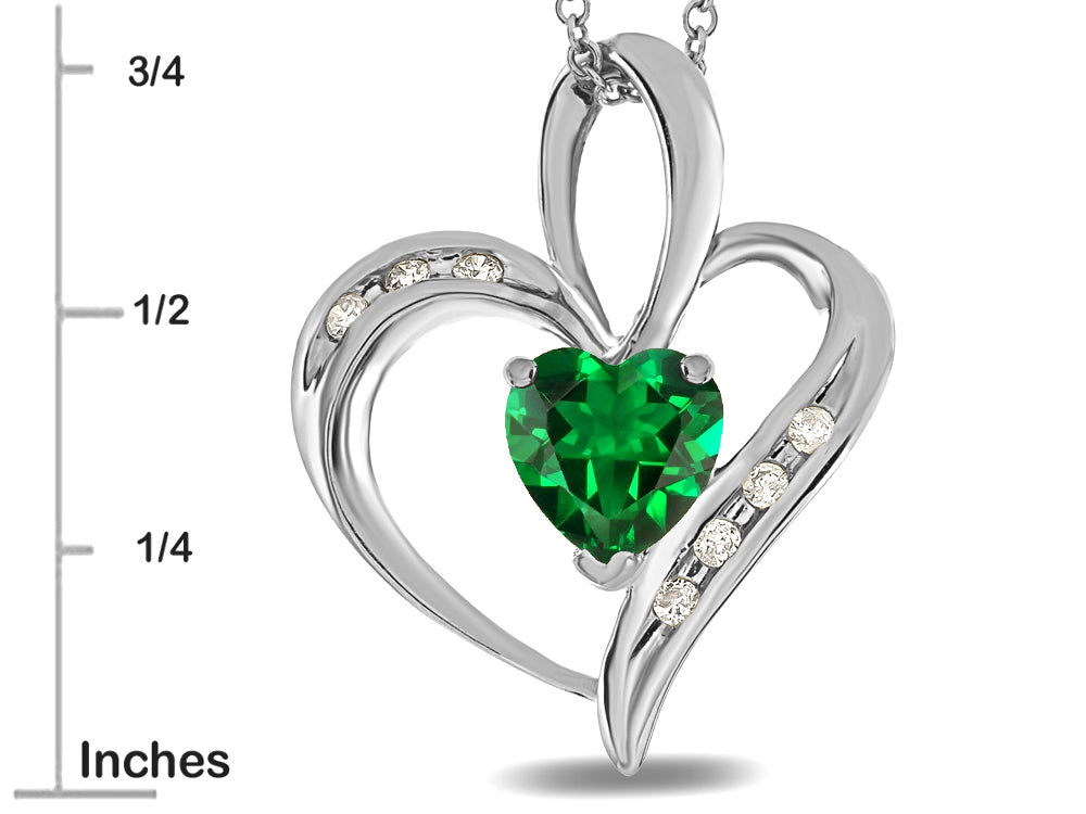 Star K Heart Shape 6mm Simulated Emerald Pendant Necklace