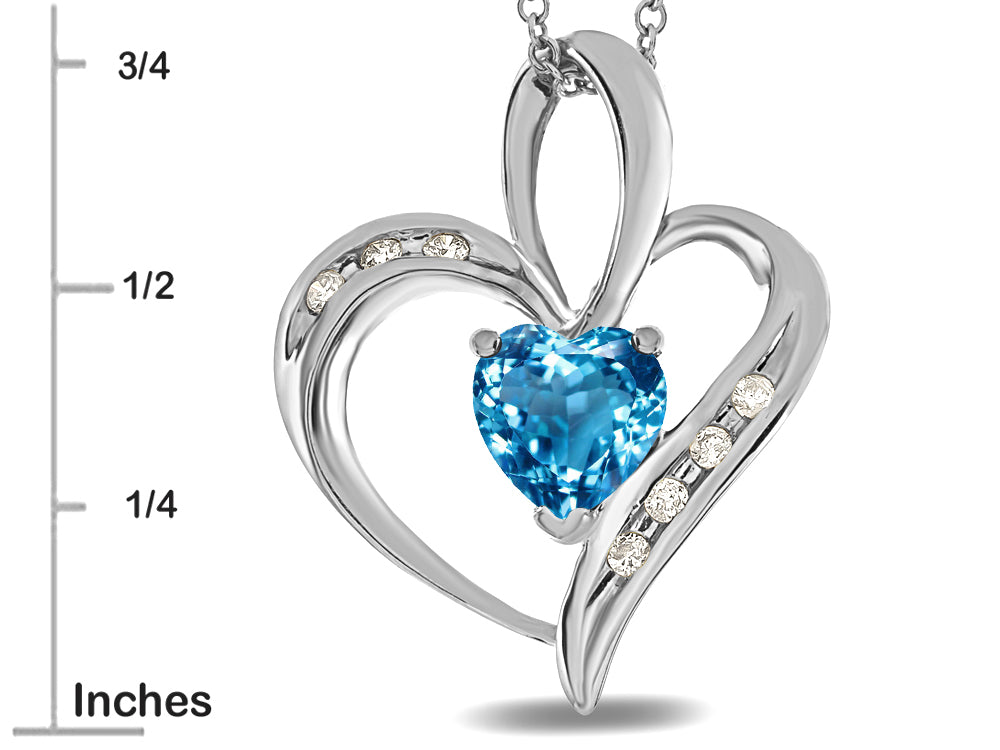 Star K Heart Shape 6mm Genuine Blue Topaz Pendant Necklace