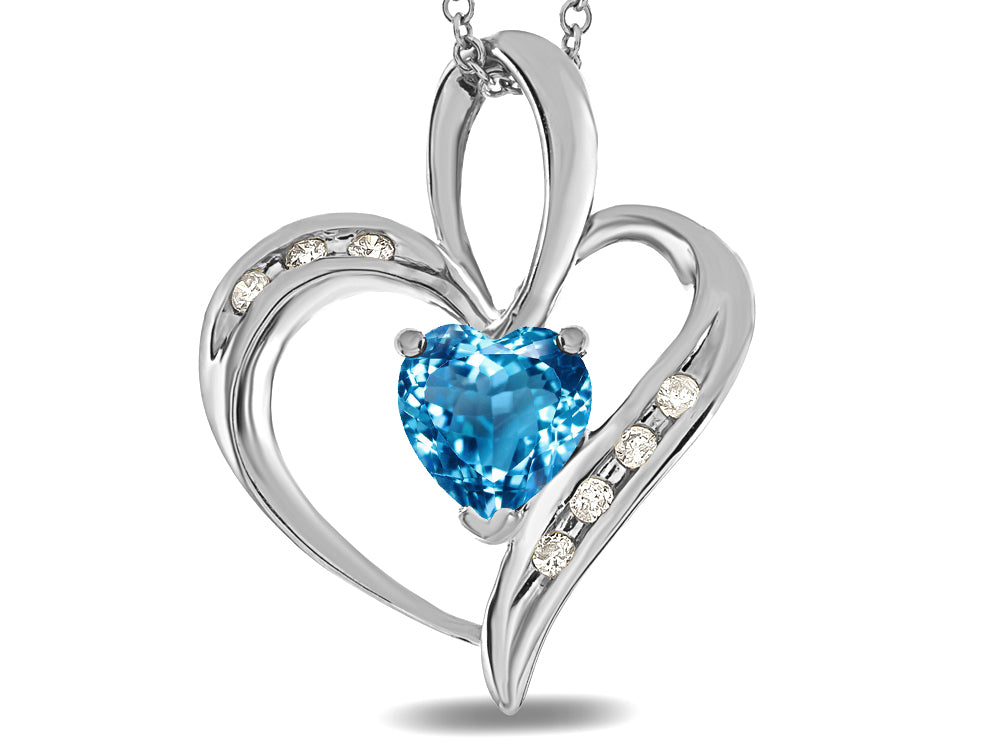 Star K Heart Shape 6mm Genuine Blue Topaz Pendant Necklace