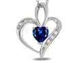 Star K Heart Shape 6mm Created Sapphire Pendant Necklace