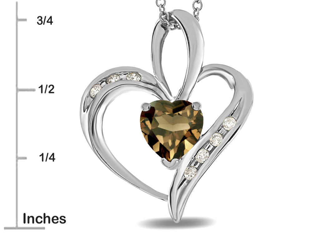 Star K Heart Shape 6mm Genuine Smoky Quartz Pendant Necklace
