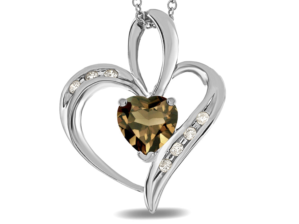 Star K Heart Shape 6mm Genuine Smoky Quartz Pendant Necklace