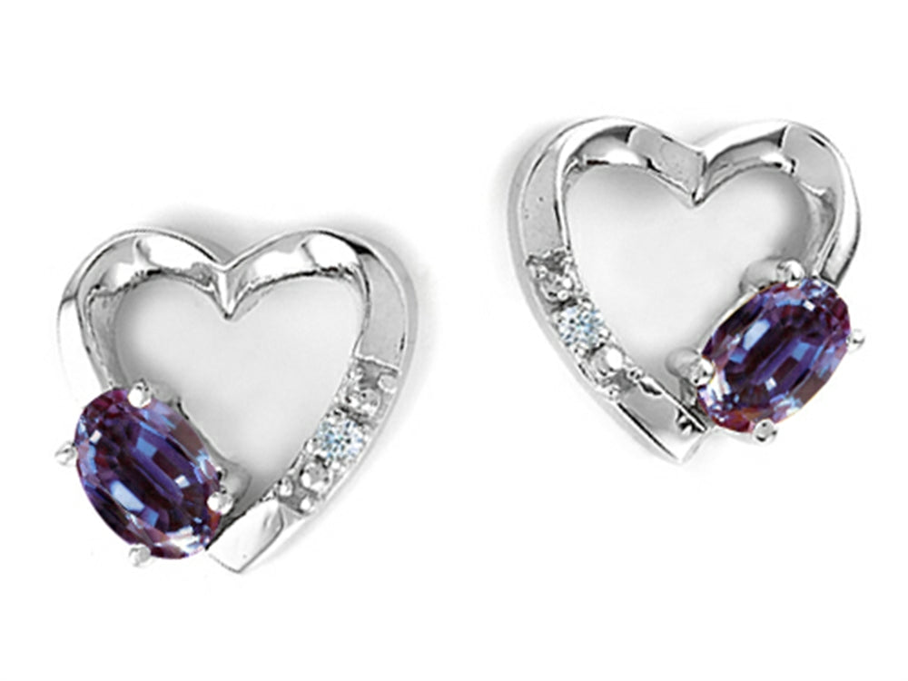 Tommaso Design Simulated Alexandrite Heart Earrings