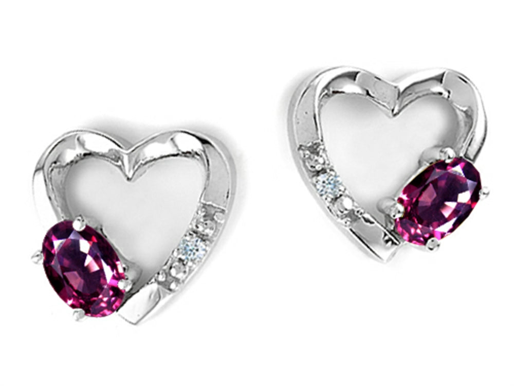 Tommaso Design Genuine Rhodolite Heart Earrings