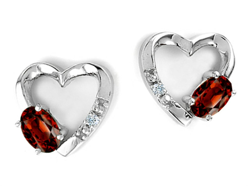 Tommaso Design Genuine Garnet Heart Earrings