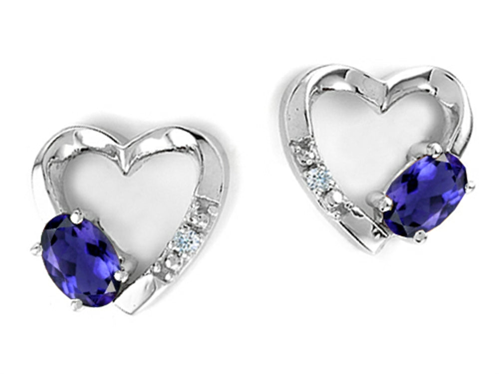 Tommaso Design Genuine Iolite Heart Earrings