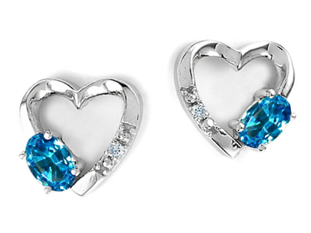 Tommaso Design Genuine Blue Topaz Heart Earrings