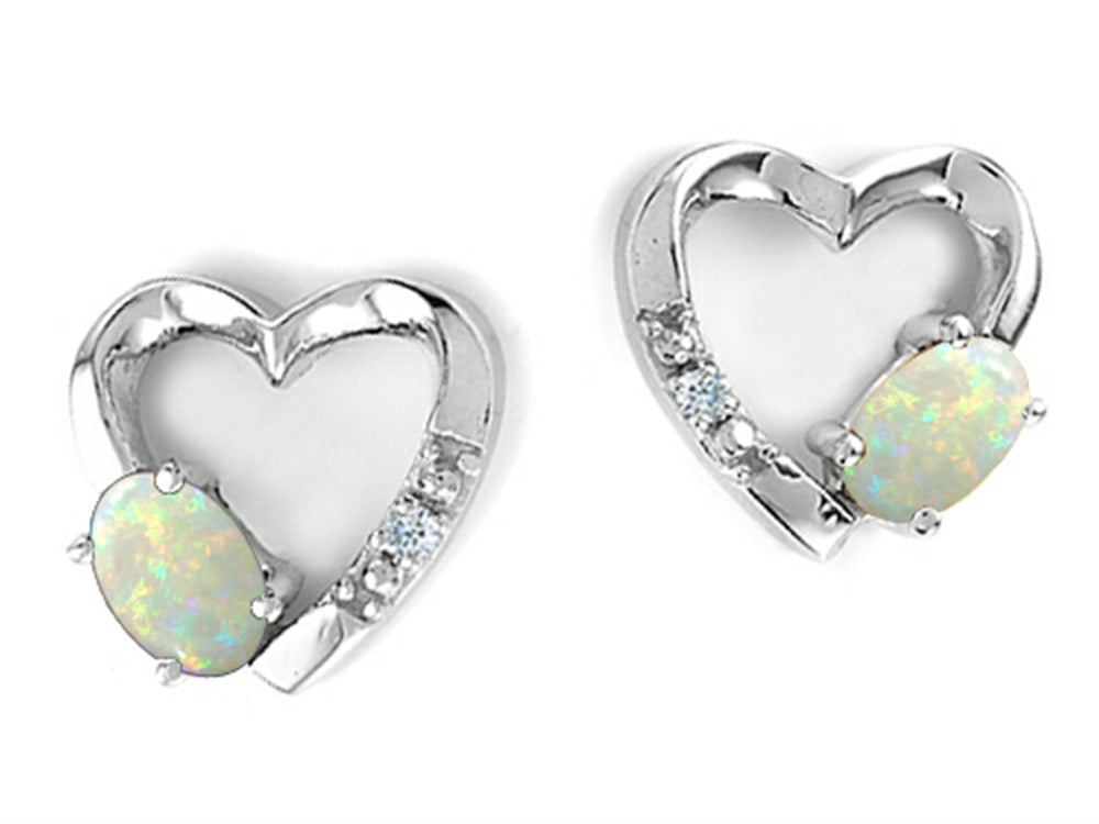 Tommaso Design Genuine Opal Heart Earrings