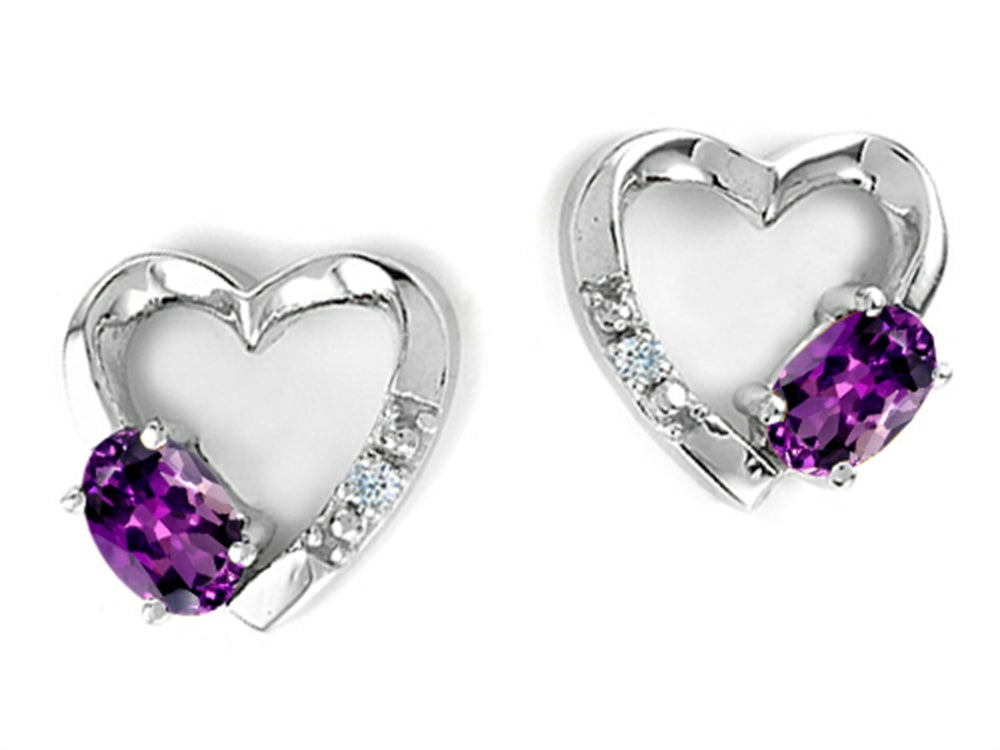 Tommaso Design Genuine Amethyst Heart Earrings