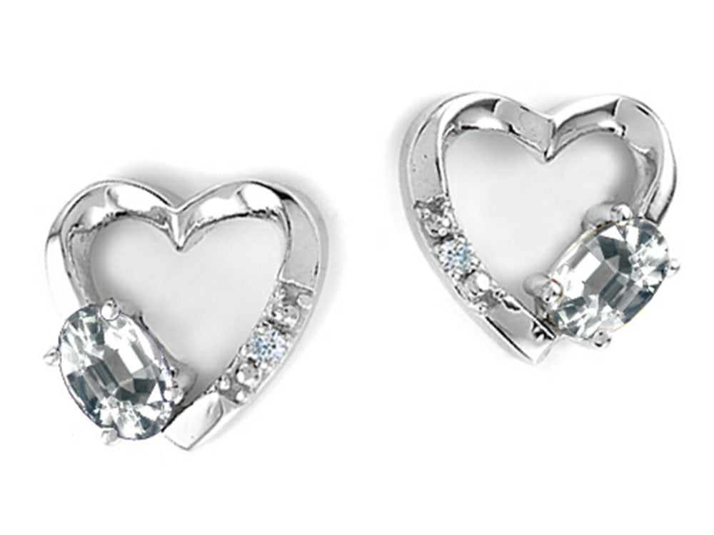 Tommaso Design Genuine White Topaz Heart Earrings
