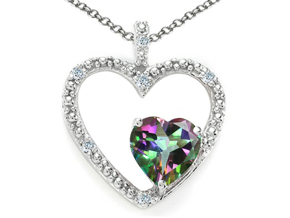 Tommaso Design Heart Shape 6mm Mystic Rainbow Topaz Pendant Necklace