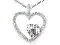 Tommaso Design Heart Shape 6 mm Genuine White Topaz Pendant Necklace