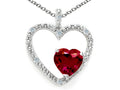 Tommaso Design Heart Shape 6mm Created Ruby Pendant Necklace