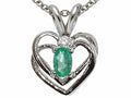 Tommaso Design Genuine Emerald Heart Pendant Necklace
