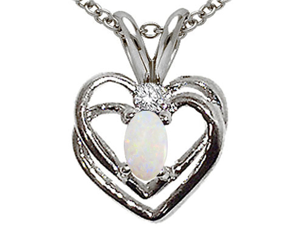 Tommaso Design Genuine Opal Heart Pendant Necklace